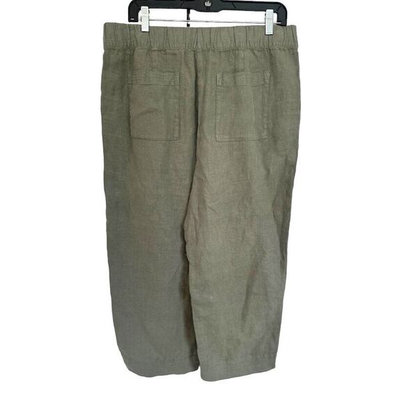 Pure J Jill Sage Green 100% Linen Wide Leg Pull On Pockets Crop Pants Medium M - Picture 4 of 8